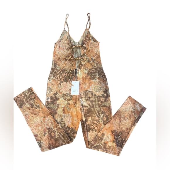 Misa Los Angeles Alek Jumpsuit Golden Batik NWT Festival Resortwear Beach Disco - Picture 5 of 10